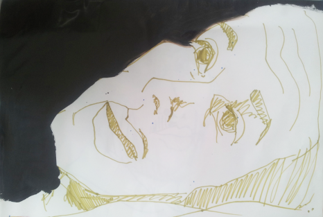 Joja | Johanna Mayr-Keber 2013 Edding + Acyl on Paper  "Friends"