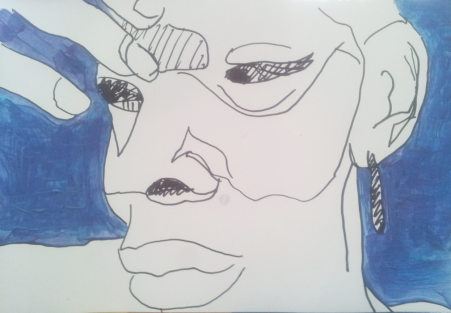 Joja | Johanna Mayr-Keber 2013 Edding + Acyl on Paper  "Marsha"